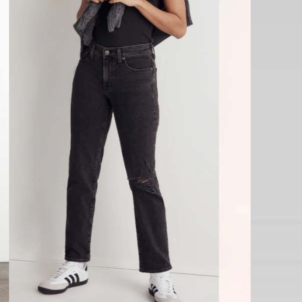 Madewell Mid Rise Perfect Vintage Straight Jean Rosella Wash Ripped Edition 25 P